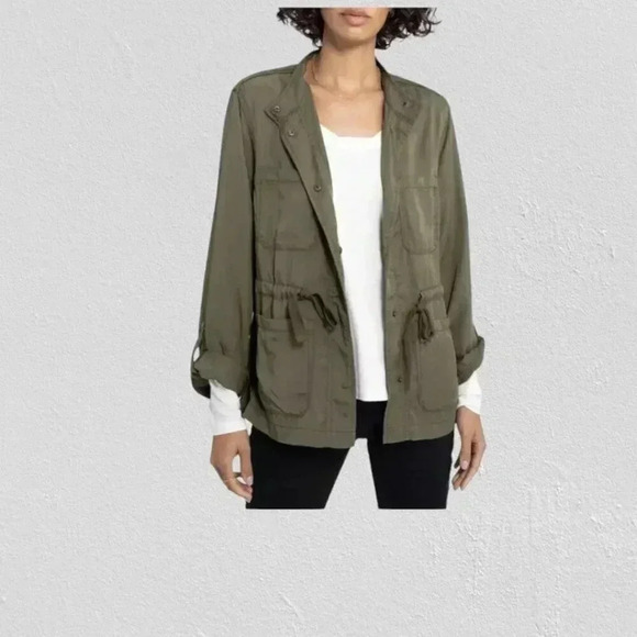 Sanctuary Olive Green Snap Front Lightweight Utility safari Jacket - Picture 5 of 6